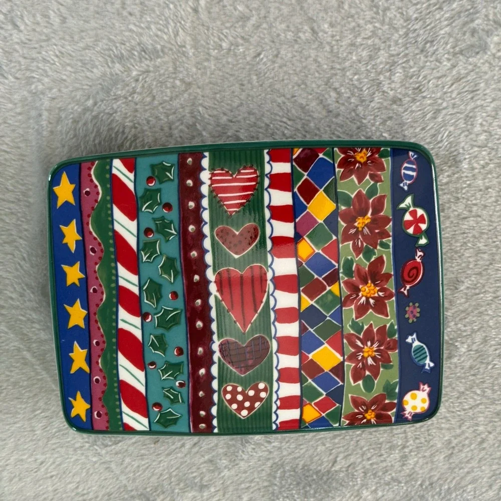 Mikasa Merry Season Trinket Box Jenny Faw‎ FX084 Christmas Candy Dish Japan